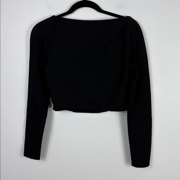 Abercrombie Long Sleeve Crop Top Sweetheart Neckline Black Women’s Size Small - Picture 7 of 7